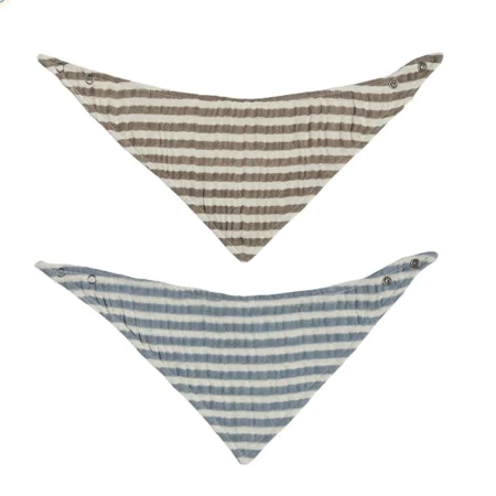 2er-Pack Lätzchen gestreift, blue / brown, OYOY 