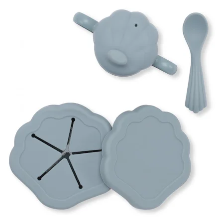 Konges Sløjd silikone spisesæt, musling - Light Blue