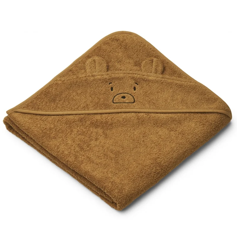 Liewood babyhåndklæde med hætte, mr bear golden caramel