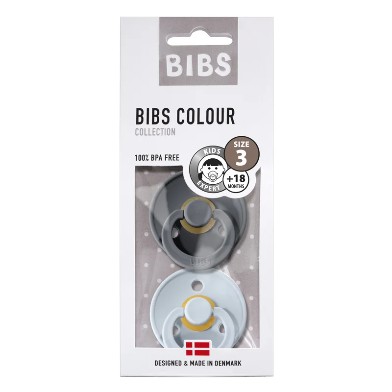 Bibs 2-pak rund sut, str 3 - Iron/Baby Blue