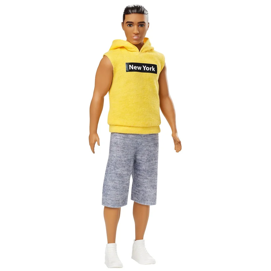 Barbie dukke, Ken - gråmelange knickers og gul top