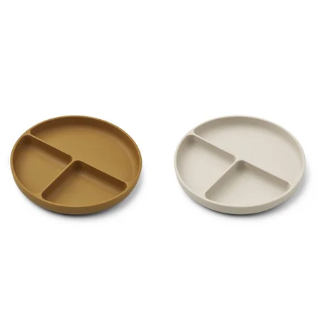 Liewood 2-pak ruminddelt tallerken, golden caramel/sandy