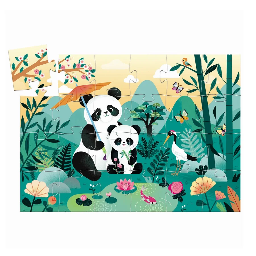 Djeco silhouette puslespil, Panda - 24 brikker