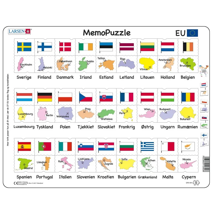 Larsen puslespil, Europæiske flag - 54 brikker