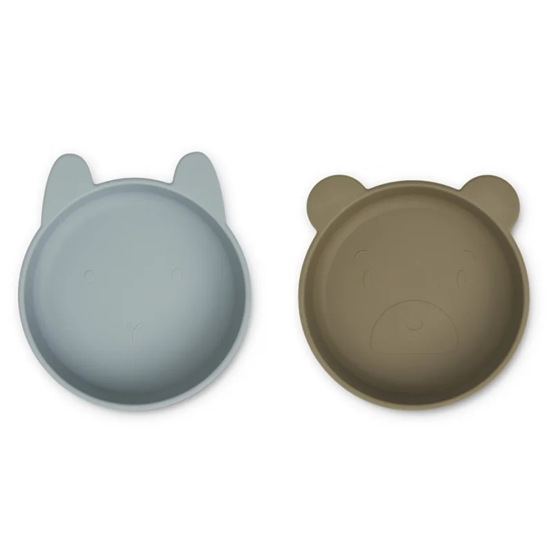 Liewood 2-pak skåle, blue fog/khaki