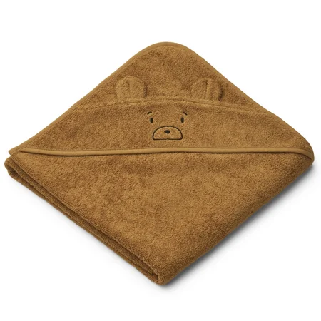 Liewood babyhåndklæde med hætte, mr bear golden caramel