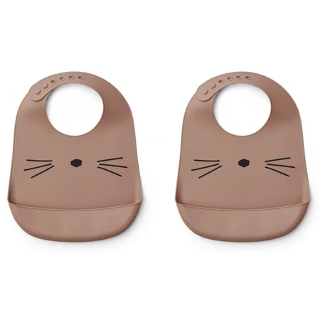 Liewood silicone smæk, 2-pak cat dark rose