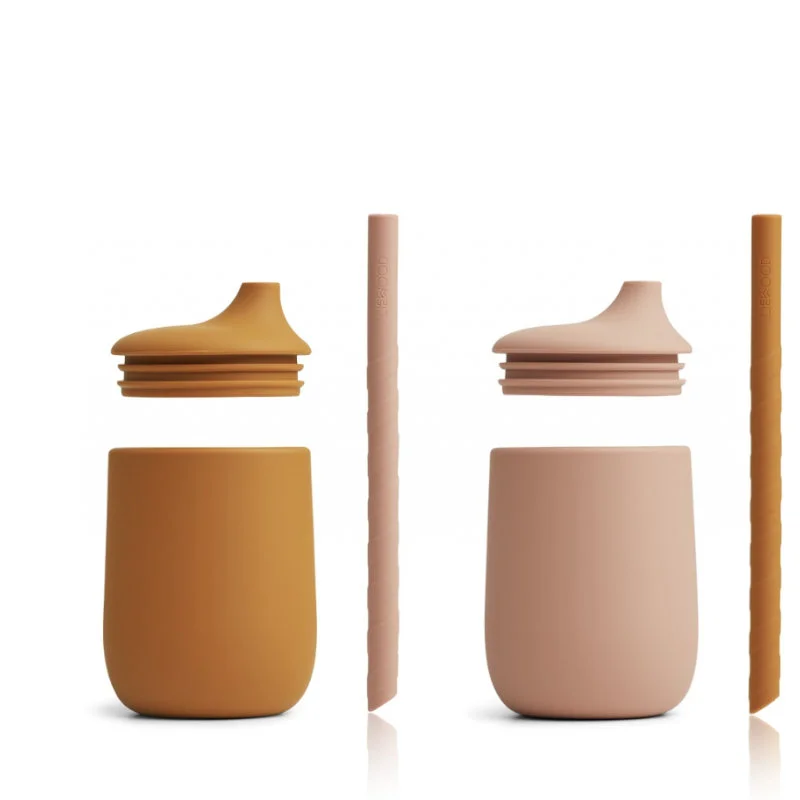 Liewood 2-pak sippy kopper, dark rose/mustard