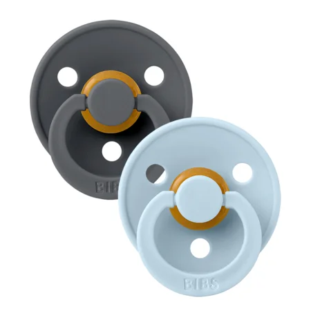 Bibs 2-pak rund sut, str 2- iron/baby blue
