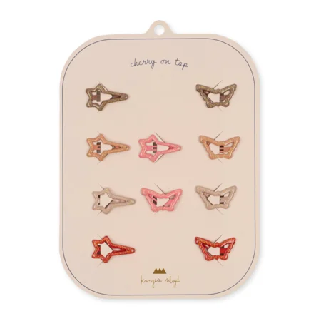 Konges Sløjd 10er-Pack Mini-Haarspangen Mix, cherry on top