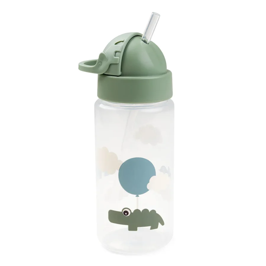 Done by Deer Trinkflasche mit Strohhalm, happy clouds green