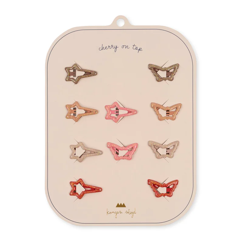 Konges Sløjd 10er-Pack Mini-Haarspangen Mix, cherry on top