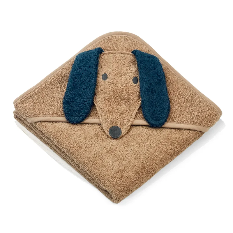 Liewood lille babyhåndklæde, hund - oat mix