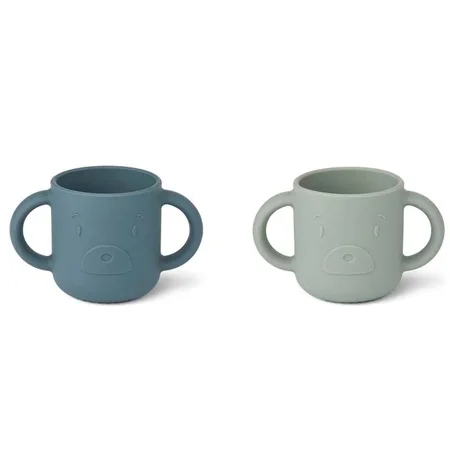 Liewood 2-pak silikon-kopper m.hank, Mr bear whale blue/Dove blue