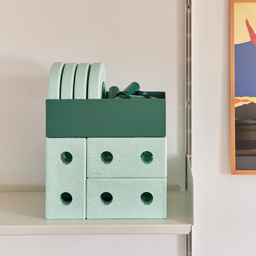 MODU 3-i-1 Gåvogn, 17 Dele - Ocean Mint/Forest Green