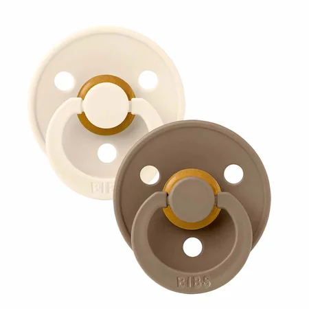 BIBS 2 pak, rund sut, str 2 - ivory / dark oak