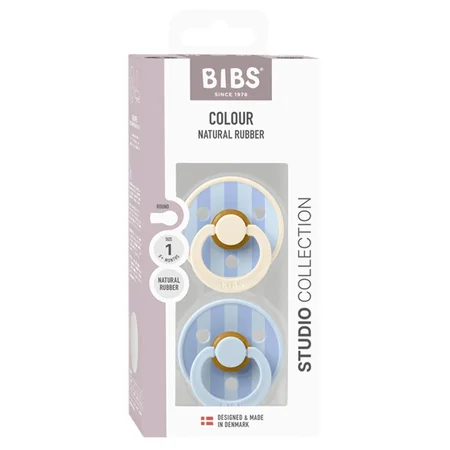 BIBS Studio Line 2er Pack Schnuller, Größe 1 - baby blue/dusty blue mix