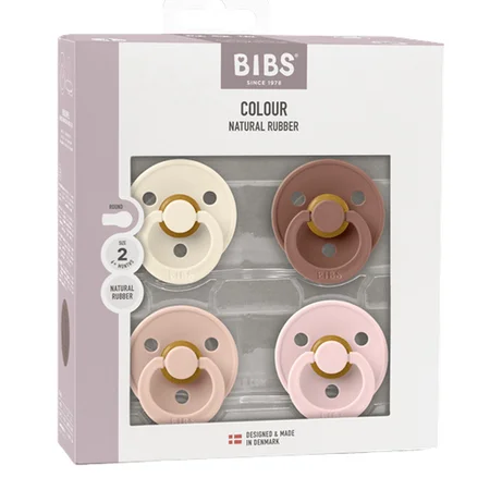 BIBS 4er-Pack runde Schnuller, Größe 2 - ivory/blush/woodchuck/blossom