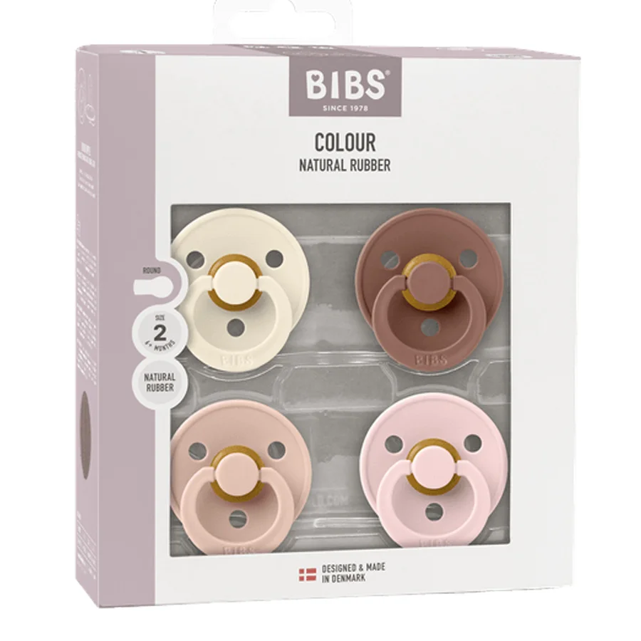 BIBS 4er-Pack runde Schnuller, Größe 2 - ivory/blush/woodchuck/blossom