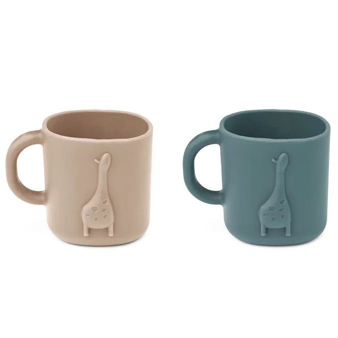 Liewood Chaves 2er-Pack Silikon-Becher mit Griff, dark sandy/whale blue