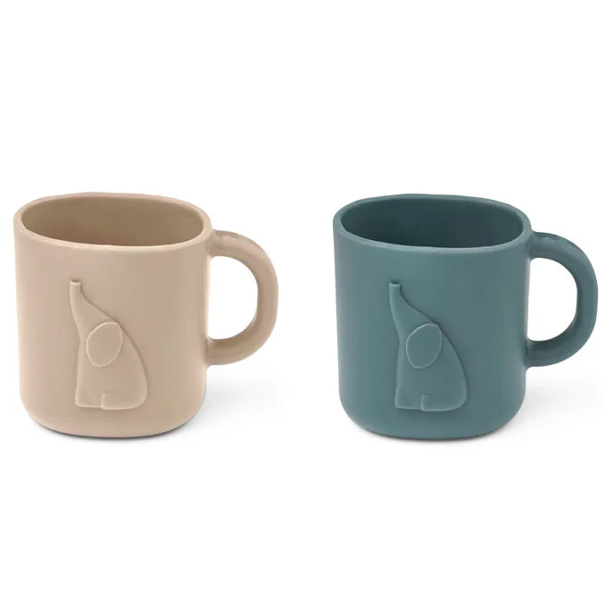 Liewood Chaves 2er-Pack Silikon-Becher mit Griff, dark sandy/whale blue