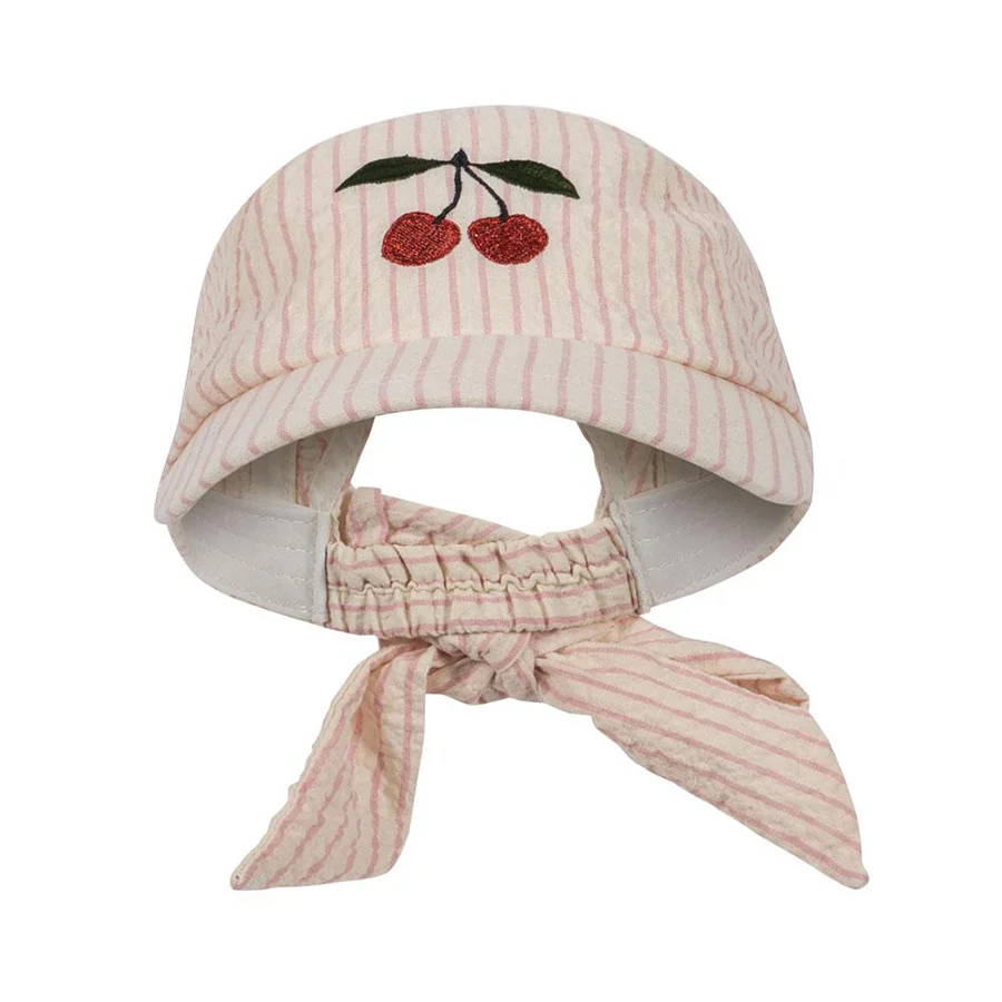 Konges Sløjd Ellie kasket med sløjfe, peony stripe