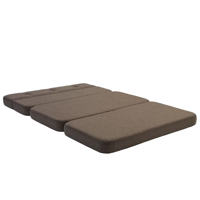3-Fold Sofa 140 cm, braun mit sandfarbenen Knöpfen, byKlipKlap