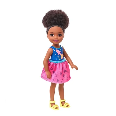 Barbie lillesøster dukke, raket top og stjerne skirt