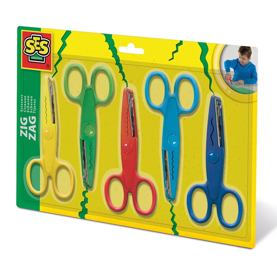 SES Creative, 5er-Pack Kinderscheren - Zickzack