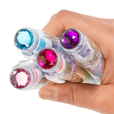 Ooly viskelæderpen m.glimmer og rhinsten