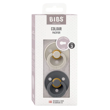 BIBS 2er-Pack runde Schnuller, Größe 3 - sand/iron