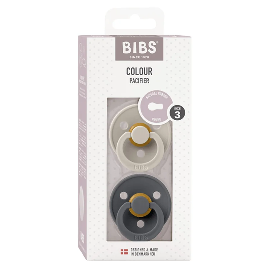 BIBS 2er-Pack runde Schnuller, Größe 3 - sand/iron