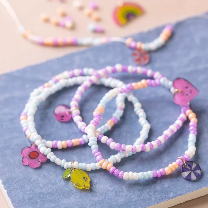 Creativ Company Mini DIY Bastelset Schmuck, Armbänder lila
