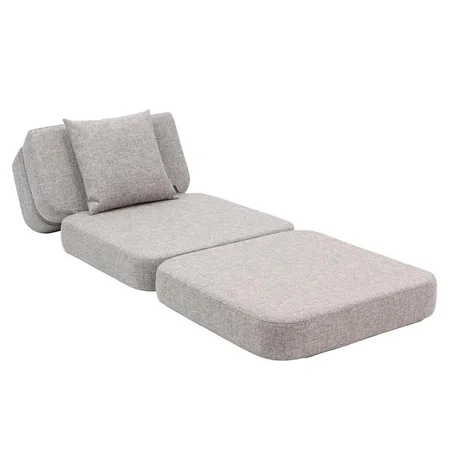 3-Fold Sofa Single soft, beige mit sandfarbenen Knöpfen, byKlipKlap