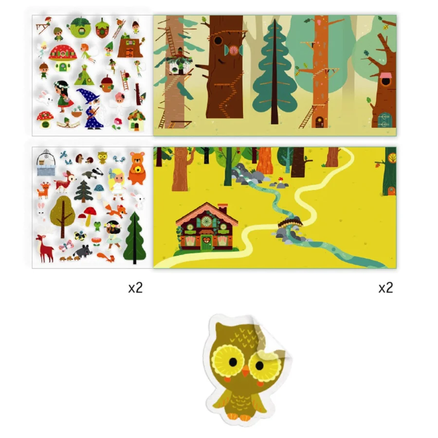 Djeco Wiederverwendbare Sticker, Magischer Wald