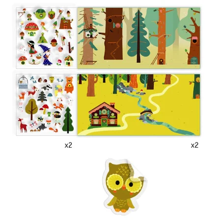 Djeco Wiederverwendbare Sticker, Magischer Wald