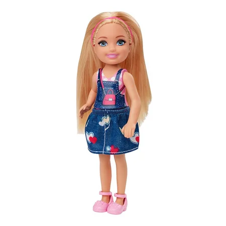Barbie lillesøster dukke, denimspencer m.hjerter