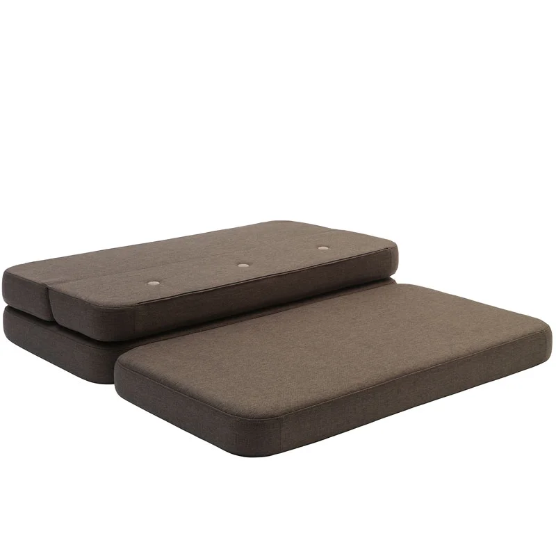 3-Fold Sofa 140 cm, braun mit sandfarbenen Knöpfen, byKlipKlap