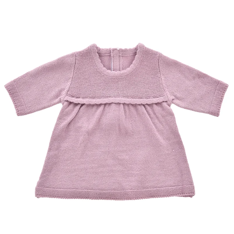 by Astrup dukketøj, ls strikkjole plum - 46-50 cm