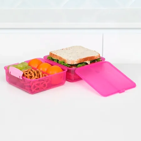 Sistema Brotdose mit Fächern, pink mit rosa