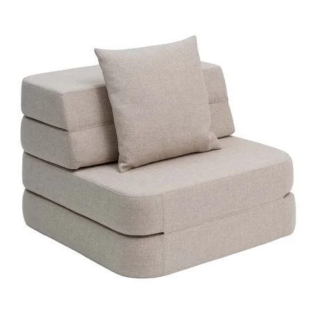 3-Fold Sofa Single soft, beige mit sandfarbenen Knöpfen, byKlipKlap
