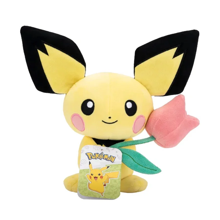 Pokémon 20 cm Stofftier, Pichu mit Blume