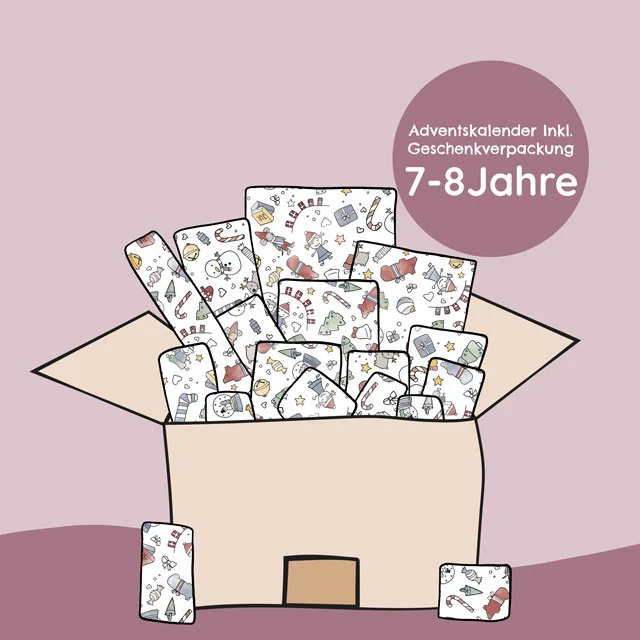 Adventskalender dunkelrot, 7-8 Jahre, eingepackt