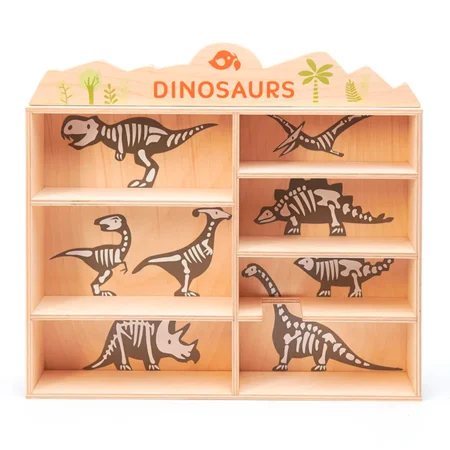 Tender Leaf Setzkasten mit 8 Holztieren, Dinosaurier