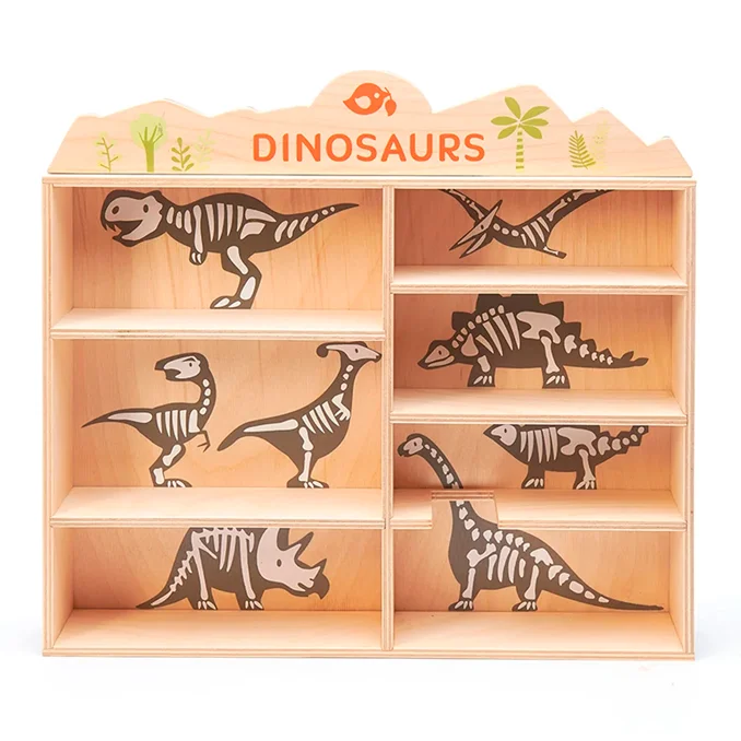 Tender Leaf Setzkasten mit 8 Holztieren, Dinosaurier