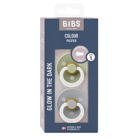 BIBS 2er-Pack runde Schnuller Größe 1, sageNIGHT/cloudNIGHT