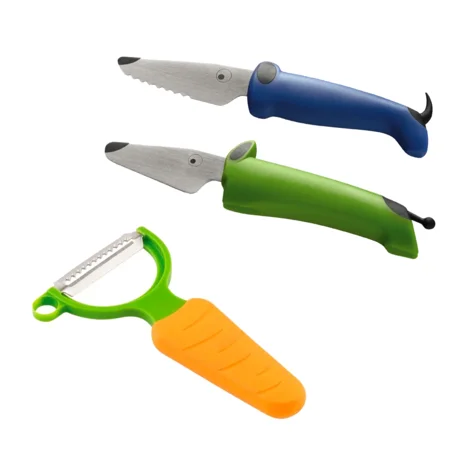 Kinderkitchen Küchenmesser grün & blau + Julienneschäler