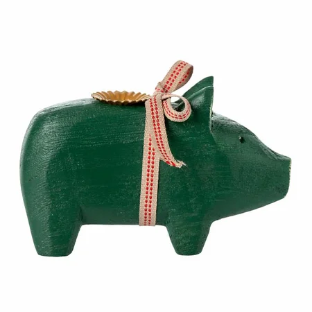 Maileg Kerzenständer "Schweinchen" klein - dunkelgrün
