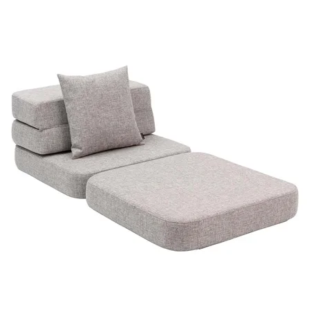 3-Fold Sofa Single soft, beige mit sandfarbenen Knöpfen, byKlipKlap