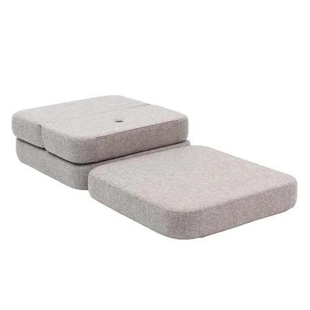 3-Fold Sofa Single soft, beige mit sandfarbenen Knöpfen, byKlipKlap